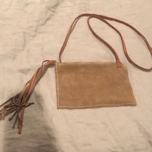 Handmade suede crossbody bag